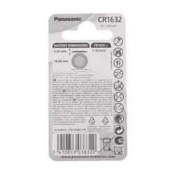 Батарейка литиевая Panasonic Lithium Power, CR1632-1BL, 3В, блистер, 1 шт - фото 51388289
