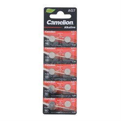Батарейка алкалиновая Camelion Mercury Free, AG7 (395, LR926)-10BL, 1.5В, блистер, 10 шт. - фото 51388313