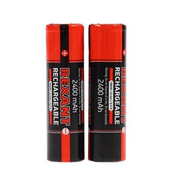 Аккумулятор REXANT, 18650 unprotected, Li-ion, 2400 мАЧ, 3.7 В, 2 шт., блистер - фото 51388617