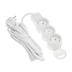 Удлинитель Duwi, 3 розетки, 5 м, 10 А, 2200 Вт, ПВС 3х0.75 мм2, с з/к, белый - фото 51388910