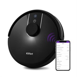 Робот-пылесос Kitfort КТ-566, 25 Вт, сухая/влажная уборка, 0.5 л, 90-120 мин, чёрный - фото 51390059