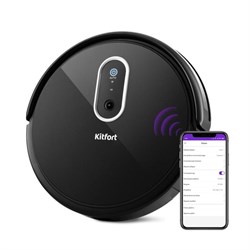 Робот-пылесос Kitfort КТ-565, 25 Вт, сухая/влажная уборка, 0.47 л, 90-120 мин, чёрный - фото 51390065