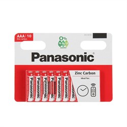 Батарейка солевая Panasonic Zinc Carbon, AAA, R03-10BL, 1.5В, блистер, 10 шт. - фото 51390093