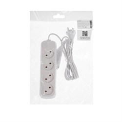 Удлинитель 4 розетки, 3 м, 10 А, 2200 Вт, ПВС 2х0.75 мм2, без з/к, белый - фото 51390529