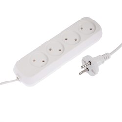 Удлинитель Luazon Lighting ECO, 4 розетки, 10 м, 10 А, 2200 Вт, ПВС 2×0.75 мм2, без заземления, белый - фото 51390533