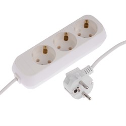 Удлинитель 3 розетки, 3 м, 10 А, 2200 Вт, ПВС 3х0.75 мм2, с з/к, белый - фото 51390735