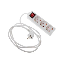 Удлинитель Luazon Lighting, 3 розетки, 1,8 м, 10 А, 1300 Вт, 3х0.75 мм2, с з/к, с выкл., Б - фото 51391308