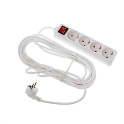 Удлинитель Luazon Lighting, 4 розетки, 7 м, 10 А, 1300 Вт, 3х0.75 мм2, с з/к, с выкл., Б - фото 51391318