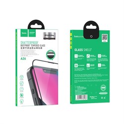 Защитное стекло Hoco A26, для iPhone 13/13 Pro,с защитной сеткой для микрофона, черная рамка - фото 51393052