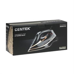 Утюг Centek CT-2346, 3200 Вт, керамика, 380 мл, капля-стоп, пар. удар, черно-золотистый - фото 51394729