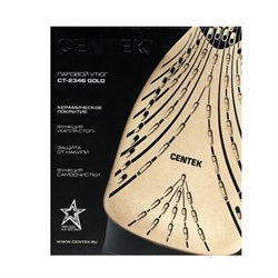 Утюг Centek CT-2346, 3200 Вт, керамика, 380 мл, капля-стоп, пар. удар, черно-золотистый - фото 51394730