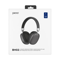 Наушники PERO BH02 ULTIMATE, беспроводные, BT 5.0, микрофон, 300 мАч, до 12 часов, черные - фото 51397329