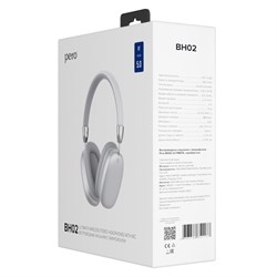 Наушники PERO BH02 ULTIMATE, беспроводные, BT 5.0, микрофон, 300 мАч, до 12 часов, серебристые - фото 51397335