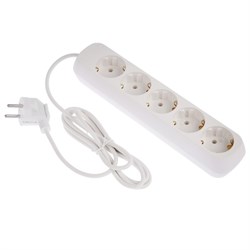 Удлинитель Luazon Lighting ECO,5 розеток,2 м,10 А,2200 Вт,ПВС 3х0.75мм2, с з/к белый - фото 51397633