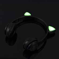 Наушники P47M, беспроводные, полноразмерные, BT, microSD, микрофон, AUX, с ушками, черные - фото 51398587