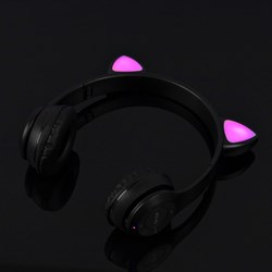 Наушники P47M, беспроводные, полноразмерные, BT, microSD, микрофон, AUX, с ушками, черные - фото 51398590