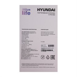Портативная колонка Hyundai H-PS1000, 9Вт, BT, microSD, USB, AUX, FM, 500мАч, черная - фото 51398917
