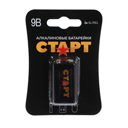 Батарейка алкалиновая СТАРТ, крона, 6LR61-1BL, 9В, блистер, 1 шт. - фото 51399088