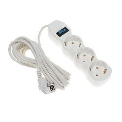 Удлинитель Luazon Lighting ECO, 3 розетки, 4.5 м, 16 А, 3500 Вт, ПВС 3х1 мм2, с з/к, с выкл - фото 51399960