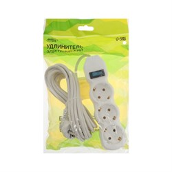 Удлинитель Luazon Lighting ECO, 3 розетки, 4.5 м, 16 А, 3500 Вт, ПВС 3х1 мм2, с з/к, с выкл - фото 51399963