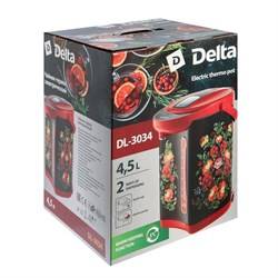 Термопот DЕLTA DL-3034, 4.5 л, 750 Вт, чёрно-красный с рисунком "Хохлома" - фото 51401488