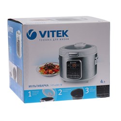 Мультиварка Vitek VT-4281, 800 Вт, 4 л, 9 программ, книга рецептов, дисплей, серебристая - фото 51401784