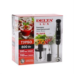 Блендер DELTA LUX DL-7041B, погружной, 800 Вт, 0.5/0.7 л, 1 скорость, черный - фото 51401883