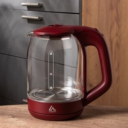 Чайник электрический Luazon LSK-1809, стекло, 1.8 л, 1500 Вт, подсветка, красный - фото 51401986
