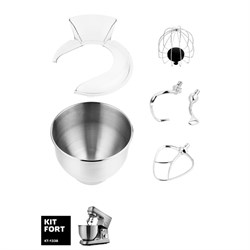 Миксер Kitfort КТ-1338, планетарный, 1000 Вт, 5 л, 2 крюка+2 насадки, серебристый - фото 51402081