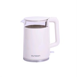 Чайник электрический Oursson EK1732W/IV, пластик, колба стекло, 1.7 л, 2200 Вт, белый - фото 51402693