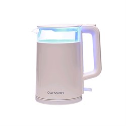 Чайник электрический Oursson EK1732W/IV, пластик, колба стекло, 1.7 л, 2200 Вт, белый - фото 51402698