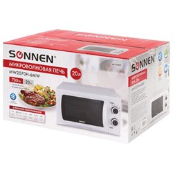 Микроволновая печь SONNEN MW2070H-6MW, 700 Вт, 20 л, таймер, чёрно-белая - фото 51403095