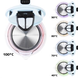 Чайник электрический Kitfort KT-640-1, стекло, 1.7 л, 2200 Вт, регулировка t°, голубой - фото 51403302