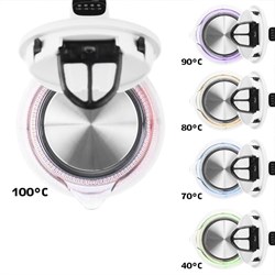 Чайник электрический Kitfort KT-640-3, стекло, 1.5 л, 2200 Вт, регулировка t°, серый - фото 51403306