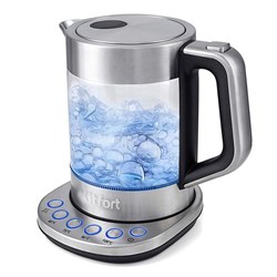 Чайник электрический Kitfort KT-616, стекло, 1.5 л, 2200 Вт, регулировка t°, серебристый - фото 51403422