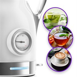 Чайник электрический Kitfort KT-694-1, металл, 1.7 л, 2200 Вт, автоотключение, белый - фото 51403432