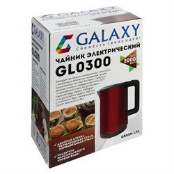 Чайник электрический Galaxy GL 0300, металл, колба металл, 1.7 л, 2000 Вт, красный - фото 51404180