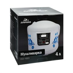 Мультиварка "Добрыня" DO-1003, 1000 Вт, 4 л, 11 программ, антипригар. покрытие, бело-голубая - фото 51404186