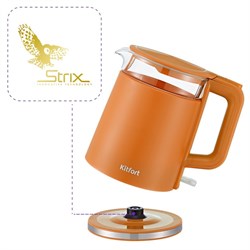 Чайник электрический Kitfort KT-6124-4, пластик-стекло, 1.2 л, 2200 Вт, оранжевый - фото 51404350