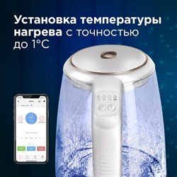 Чайник электрический REDMOND SkyKettle RK-G203S, стекло, 2 л, 2200 Вт, регулир. t°, белый - фото 51404621