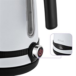 Чайник электрический Kitfort KT-6121-2, металл, 1.7 л, 2200 Вт, регулировка t°, белый - фото 51404868