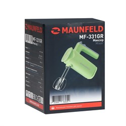 Миксер MAUNFELD MF-331GR, ручной, 300 Вт, 8 скоростей, 4 насадки, зелёный - фото 51406551