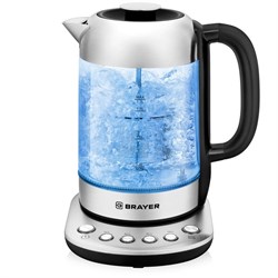 Чайник электрический BRAYER 1028BR, 2200 Вт, 1,7 л, стеклянный корпус, ситечко - фото 51406625