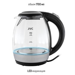 Чайник электрический jvc JK-KE1516, стеклянный, 2200 Вт, 1.7 л, чёрный - фото 51406947
