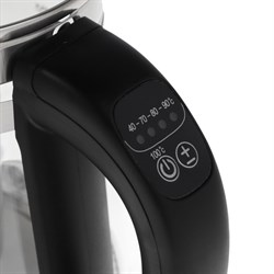 Чайник электрический Kitfort KT-656, стекло, 1.5 л, 2200 Вт, регулировка t°, чёрно-серебр. - фото 51408882