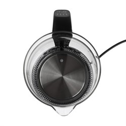 Чайник электрический Kitfort KT-656, стекло, 1.5 л, 2200 Вт, регулировка t°, чёрно-серебр. - фото 51408885