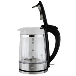 Чайники jvc JK-KE1815, стекло, 1.7 л, 2200 Вт, чёрный с серебристым - фото 51409292