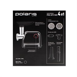 Мясорубка Polaris PMG 1872, 1800 Вт, 2 кг/мин, реверс, 4 насадки, чёрная - фото 51409988