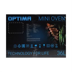 Мини-печь OPTIMA OF-36BL, 1300 Вт, 36 л, таймер, 2 противня, чёрная - фото 51411062