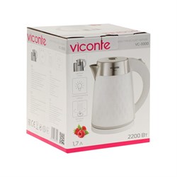 Чайник электрический Viconte VC-3300, пластик, колба металл, 1.7 л, 2200 Вт, белый - фото 51411392